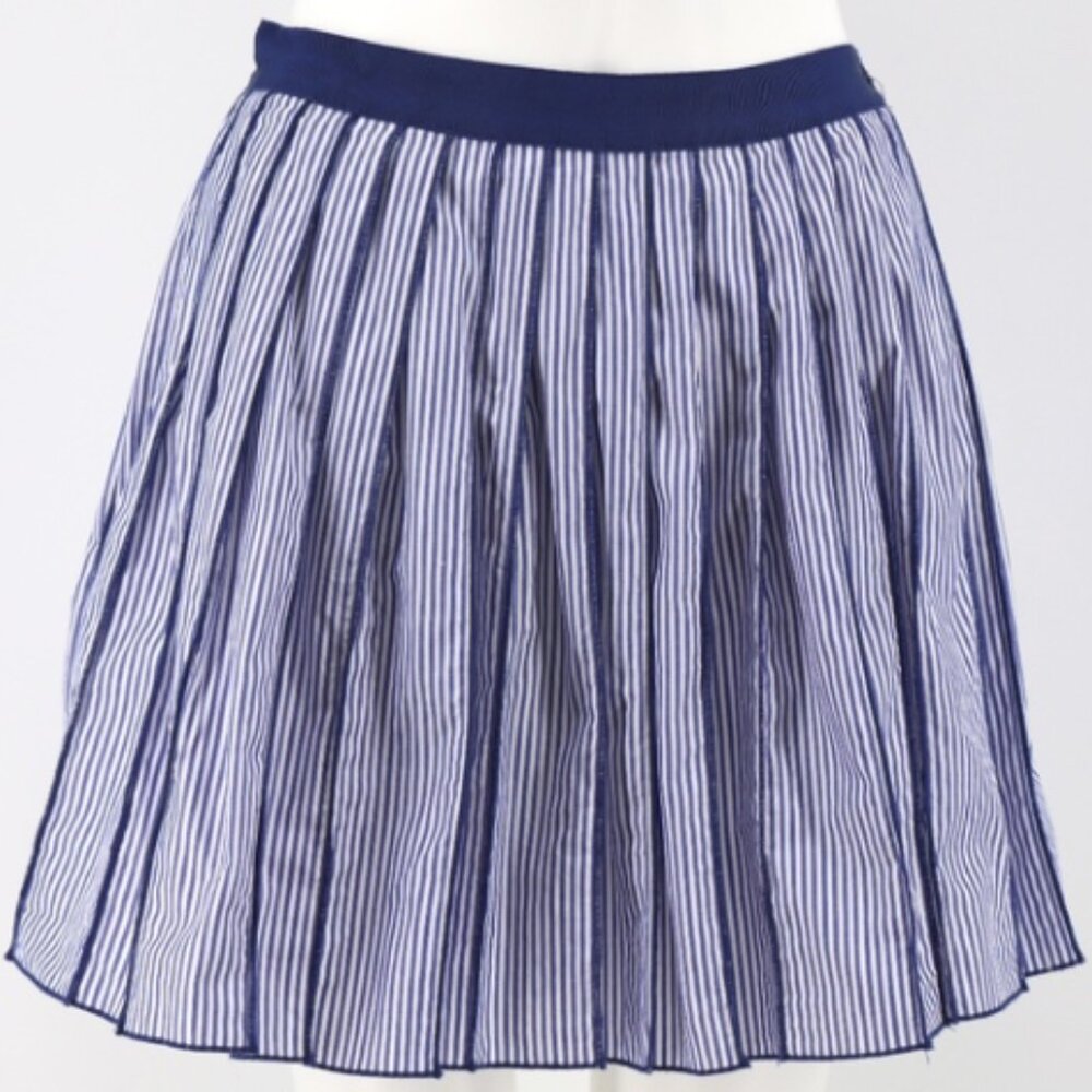 NWT Vineyard Vines Poplin Stripe Pleated A-Line Stripe Skirt Size 0 Blue White